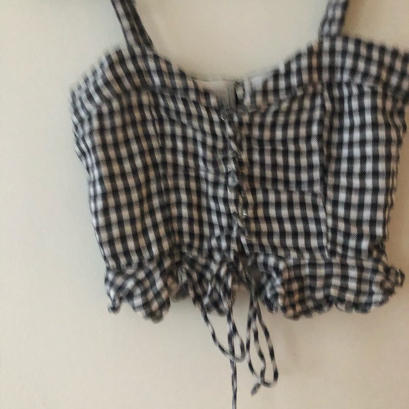 Lovers + Friends Stacey Linen Gingham Lace Up Top - Picture 3 of 6